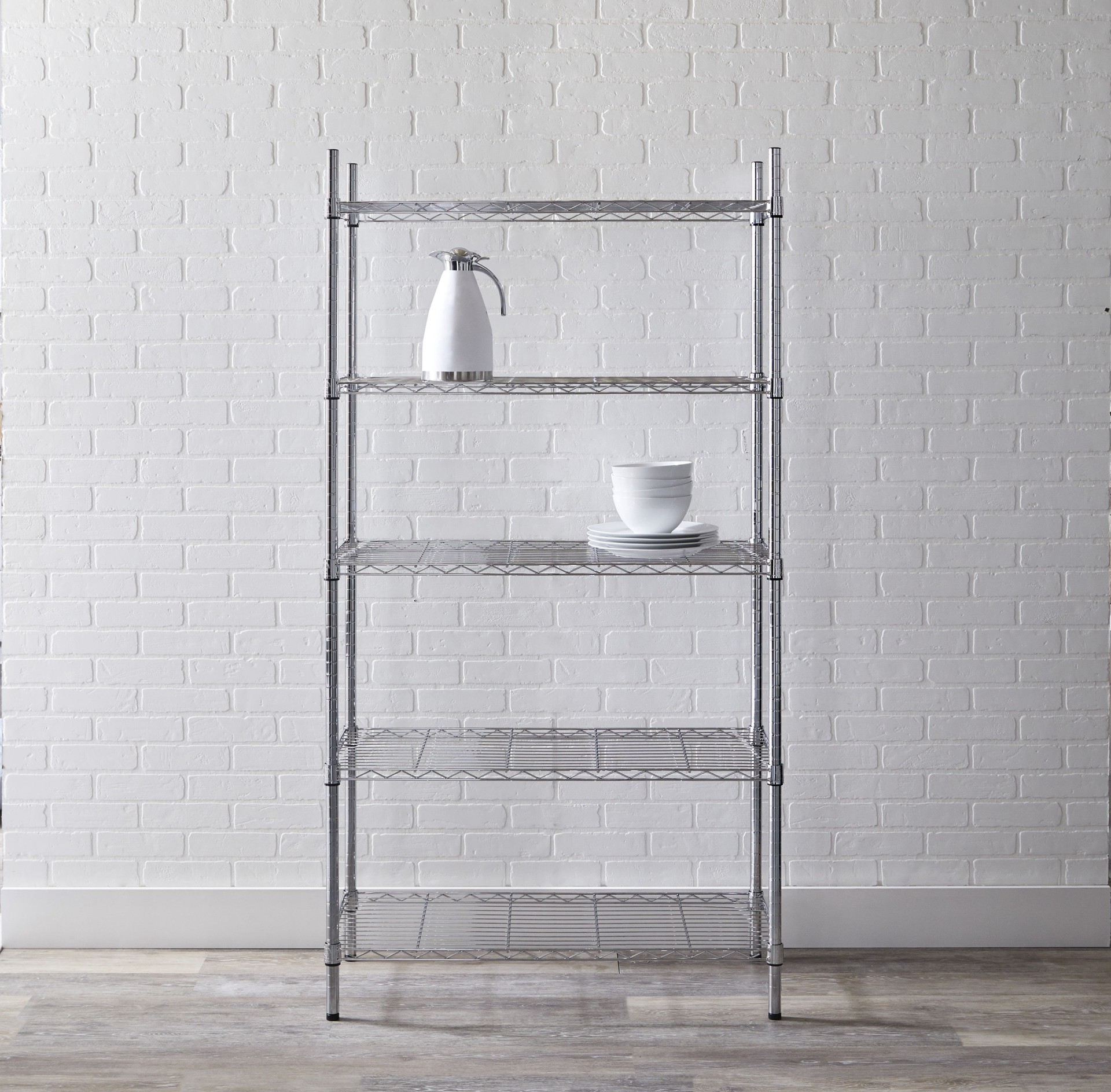slide 2 of 6, Style Selections 5 -Tier Chrome Metal Utility shelving unit with Wire Shelves ( 36-in W x 16-in D x 72-in H ), 1 ct