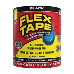 Flex Tape Black Waterproof Rubberized Duct Tape 4-in x 5 Feet
