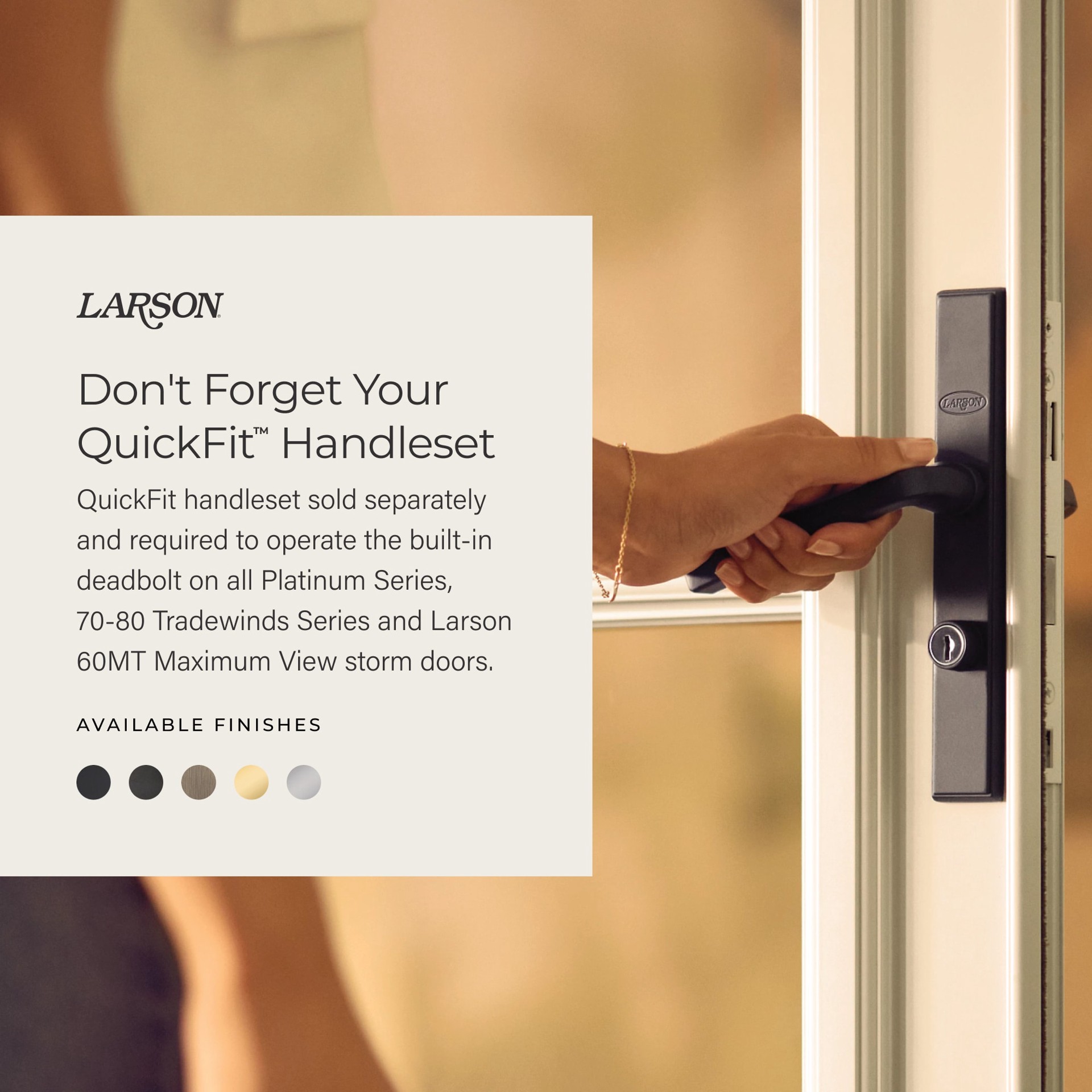 slide 2 of 6, LARSON QuickFit Bronze Lockable Storm door New installation Handleset, 1 ct