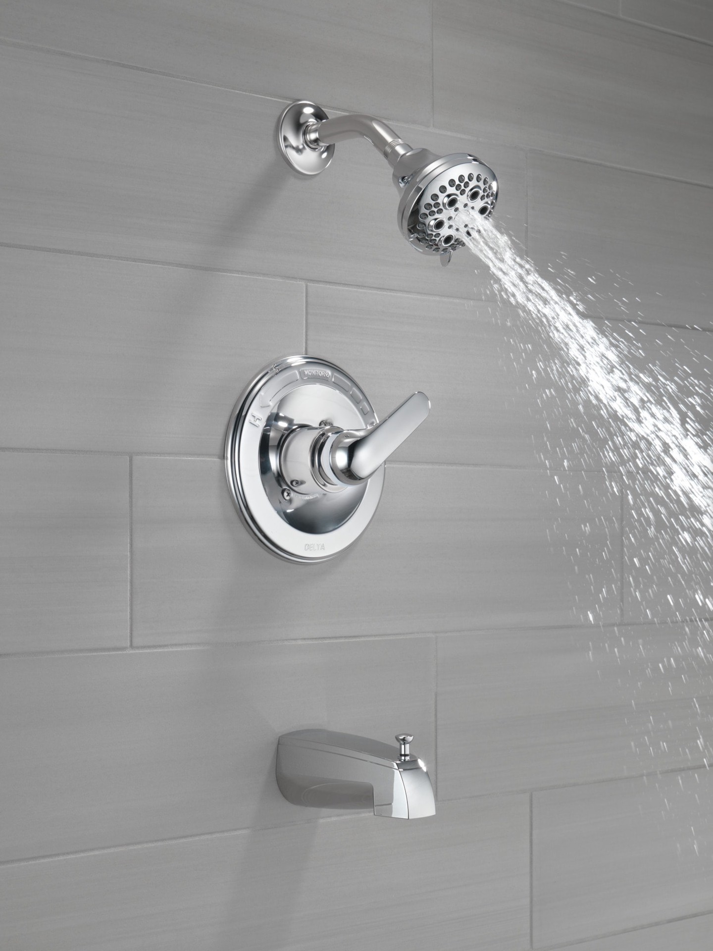 slide 4 of 6, Delta Classic Chrome 1-handle 5.0-in Round Bathtub and shower Faucet with Valve (Multi-function), 1 ct