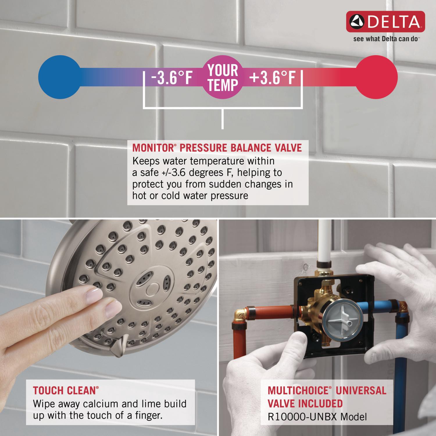 slide 5 of 6, Delta Classic Chrome 1-handle 5.0-in Round Bathtub and shower Faucet with Valve (Multi-function), 1 ct