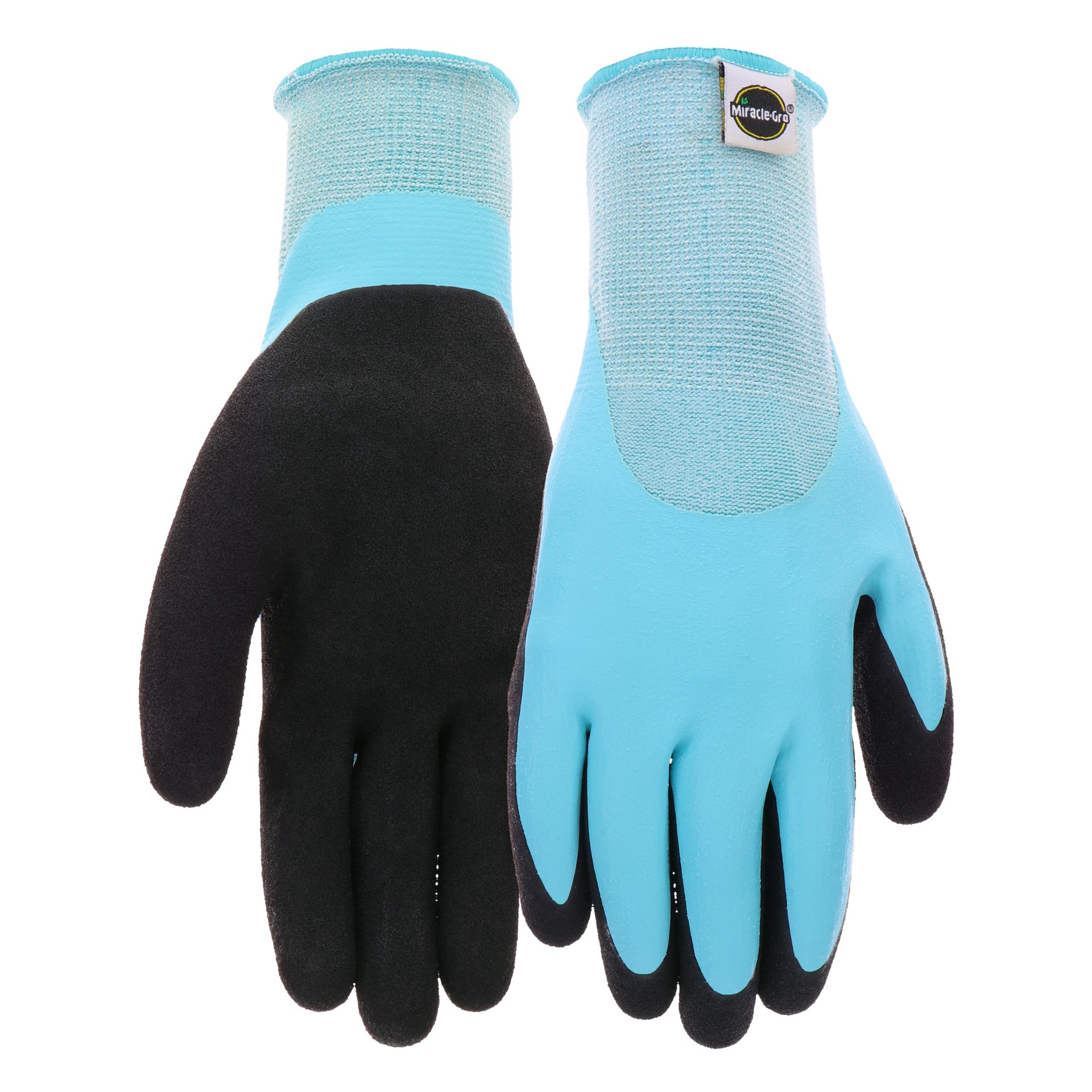 slide 1 of 6, Miracle-Gro Large Blue Latex Dipped Latex Gardening Gloves, (1-Pair), 1 ct