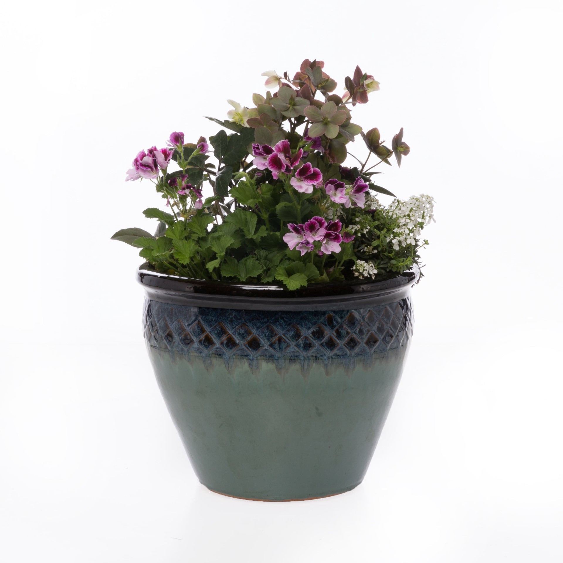 slide 2 of 6, allen + roth Round 15.7-in W x 15.7-in L Multiple colors/finishes Ceramic Outdoor Planter, 1 ct