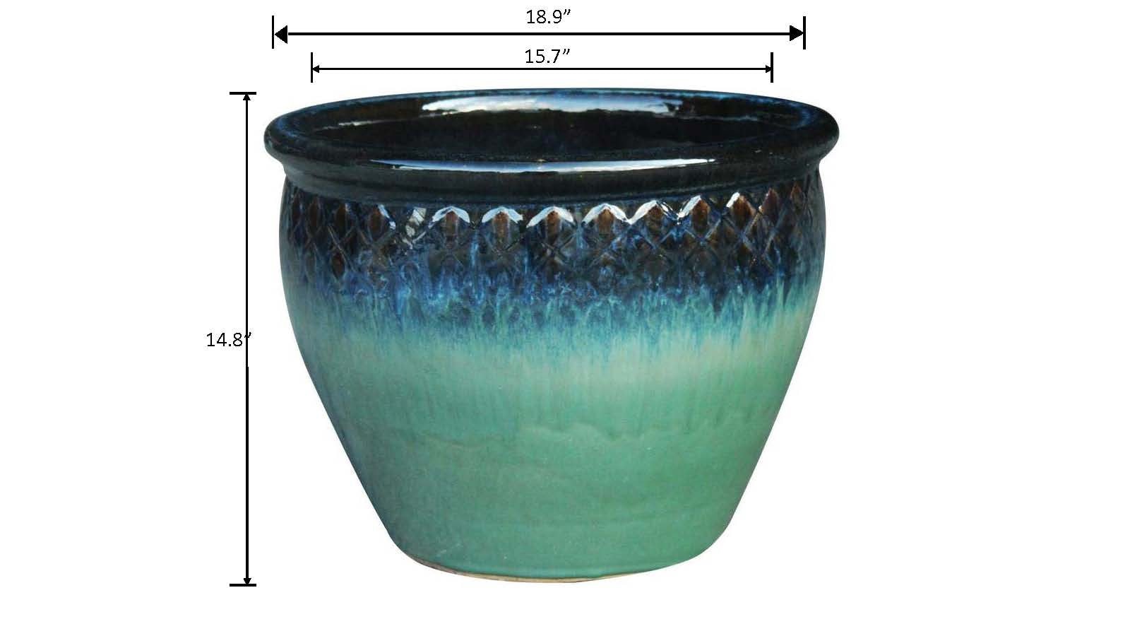slide 5 of 6, allen + roth Round 15.7-in W x 15.7-in L Multiple colors/finishes Ceramic Outdoor Planter, 1 ct