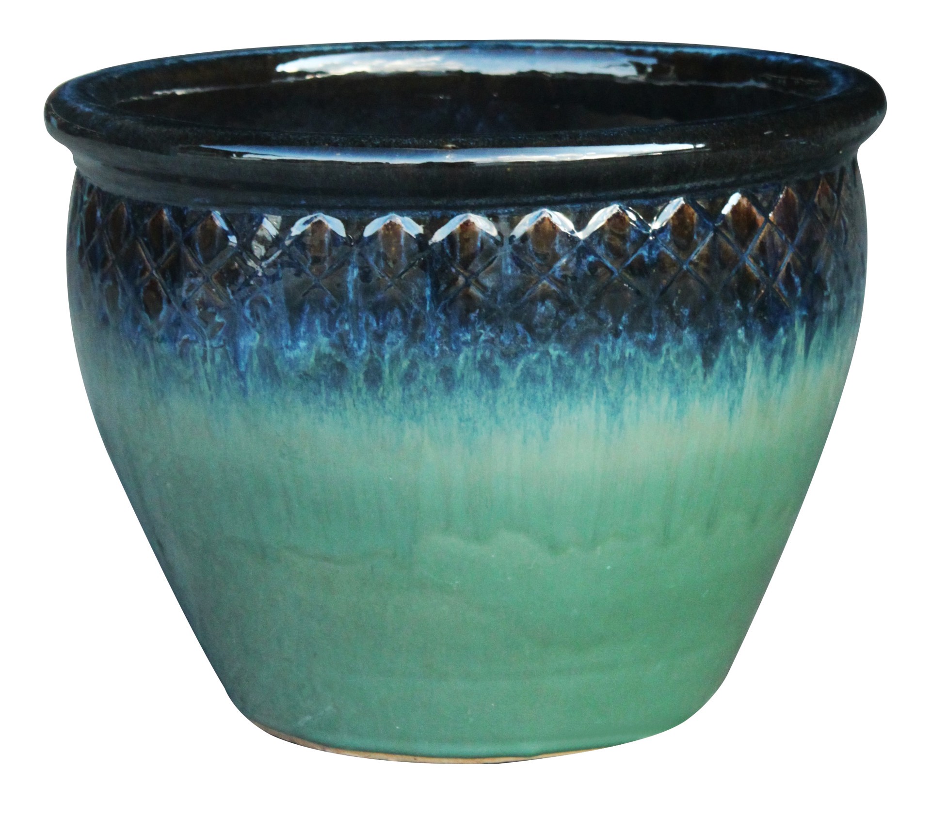 slide 1 of 6, allen + roth Round 15.7-in W x 15.7-in L Multiple colors/finishes Ceramic Outdoor Planter, 1 ct
