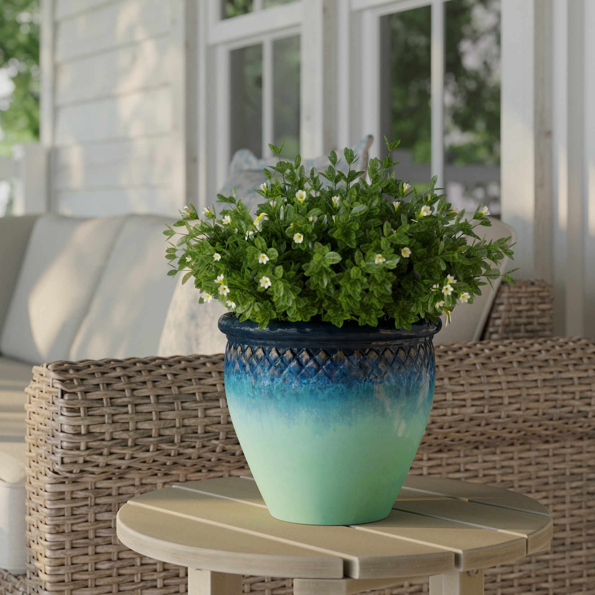 slide 2 of 6, allen + roth Round 7.7-in W x 7.7-in L Multiple colors/finishes Ceramic Outdoor Planter, 1 ct