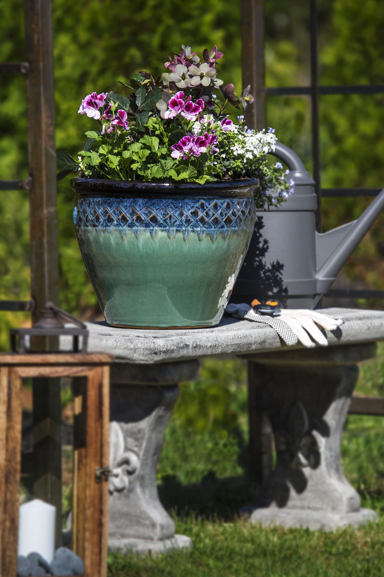 slide 4 of 6, allen + roth Round 7.7-in W x 7.7-in L Multiple colors/finishes Ceramic Outdoor Planter, 1 ct