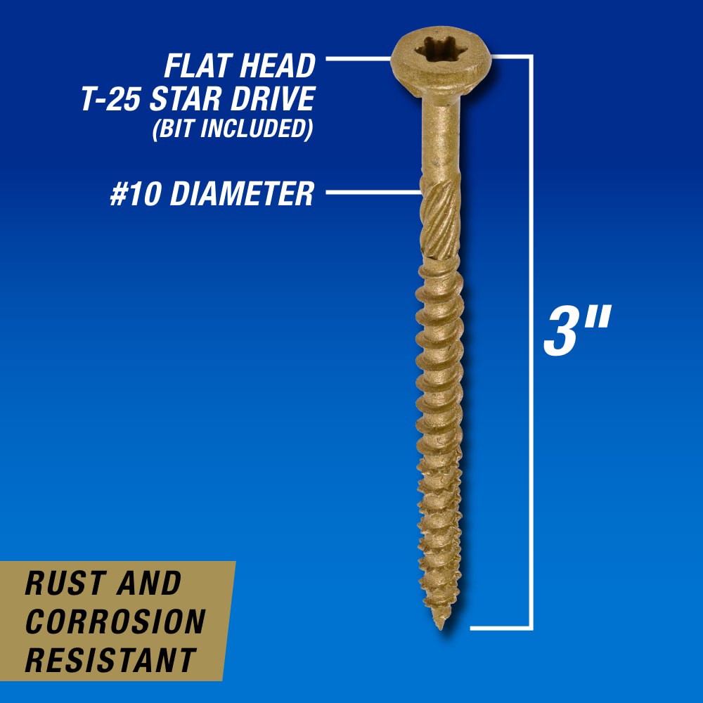 slide 2 of 6, Power Pro #10 x 3-in Epoxy Exterior Wood screws ( 70 -Per Box ), 1 ct