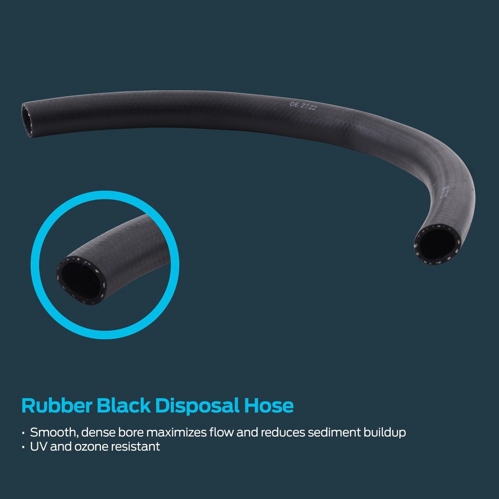 slide 3 of 6, EZ-FLO 7/8-in ID x 2-ft Rubber Black Disposal hose, 1 ct