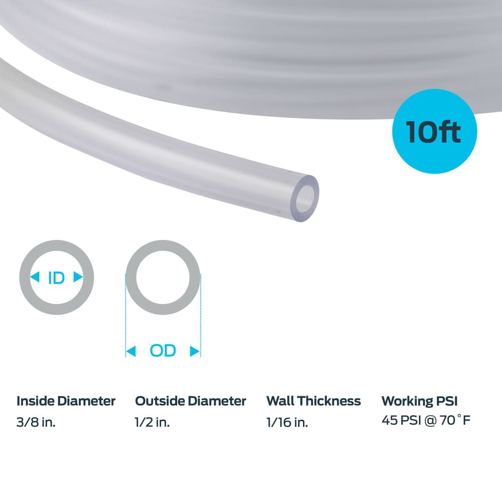 slide 6 of 6, EZ-FLO 3/8-in ID x 10-ft PVC Clear Clear vinyl tubing, 1 ct