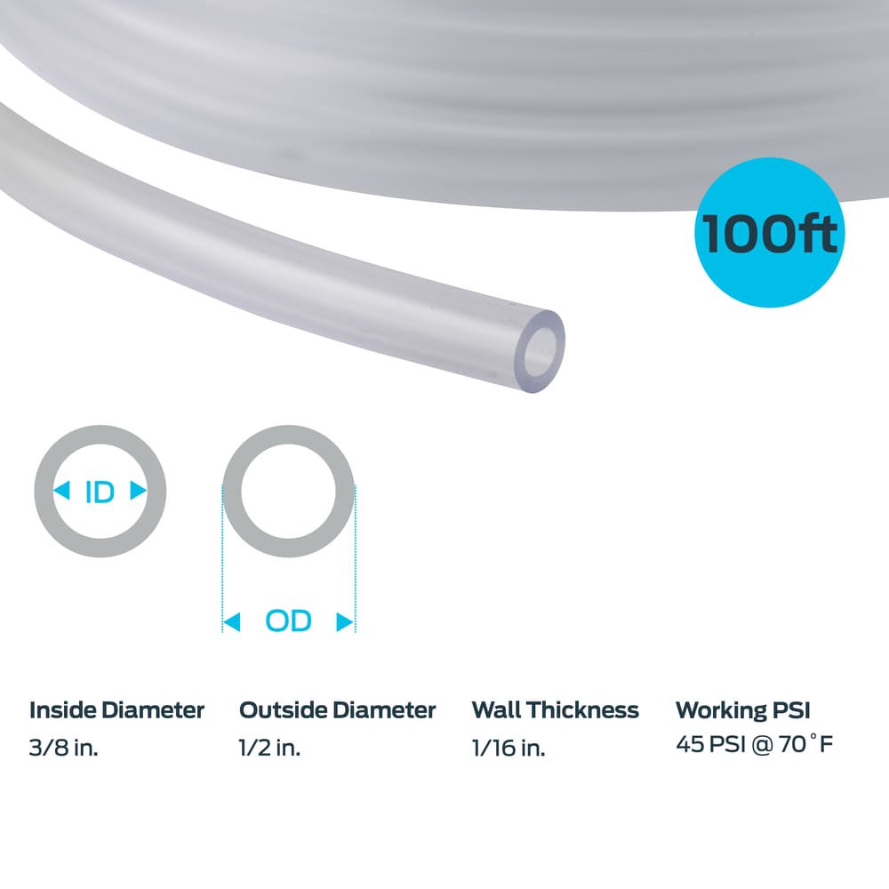 slide 6 of 6, EZ-FLO 3/8-in ID x 100-ft PVC Clear Clear vinyl tubing, 1 ct