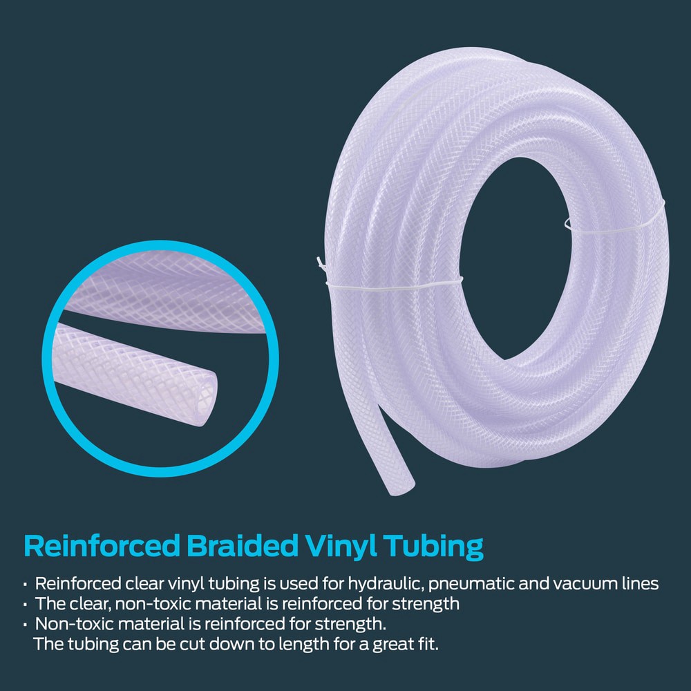 slide 3 of 6, EASTMAN 1/4-in ID x 20-ft Reinforced PVC Clear Reinforced braided vinyl tubing, 1 ct