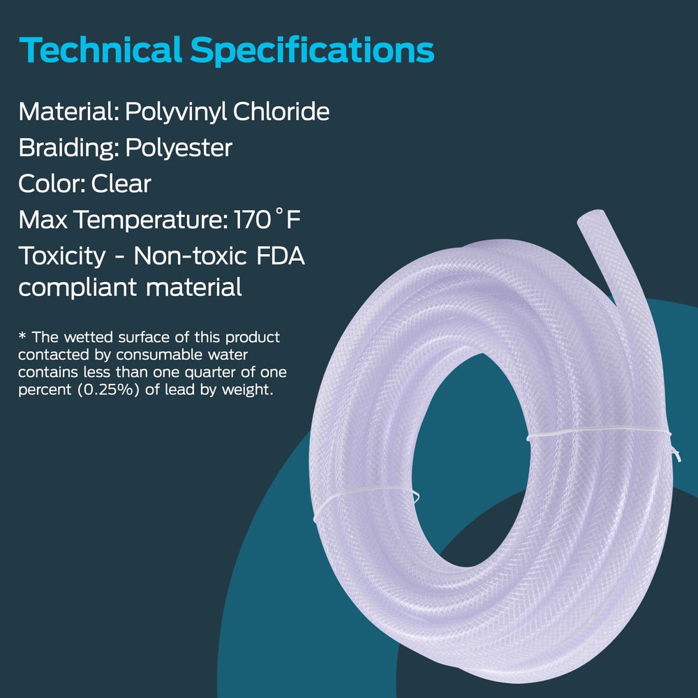 slide 5 of 6, EASTMAN 1/4-in ID x 20-ft Reinforced PVC Clear Reinforced braided vinyl tubing, 1 ct