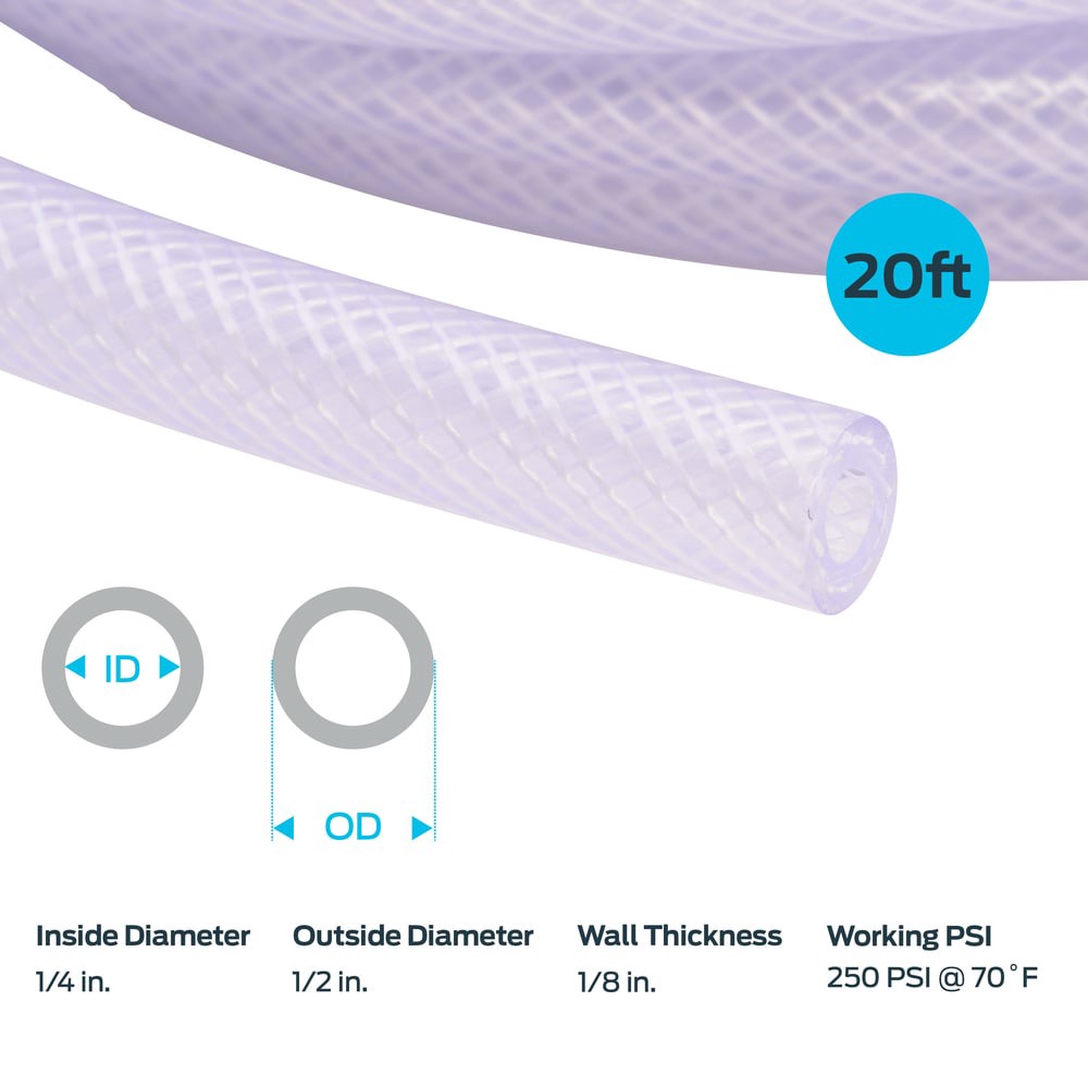 slide 6 of 6, EASTMAN 1/4-in ID x 20-ft Reinforced PVC Clear Reinforced braided vinyl tubing, 1 ct