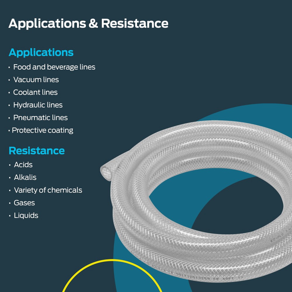 slide 4 of 6, EZ-FLO 3/8-in ID x 10-ft Reinforced PVC Clear Reinforced braided vinyl tubing, 1 ct