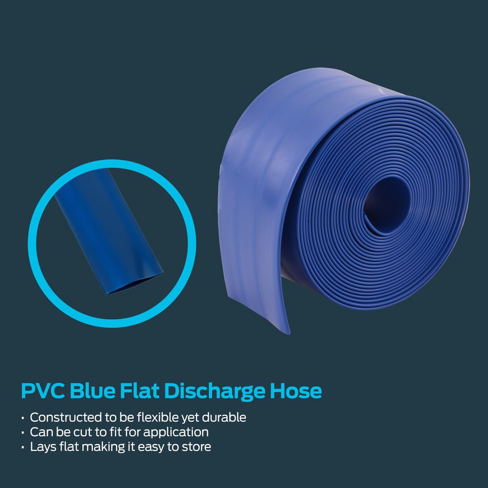 slide 3 of 6, EZ-FLO 1-1/2-in ID x 15-ft PVC Blue Flat discharge hose, 1 ct