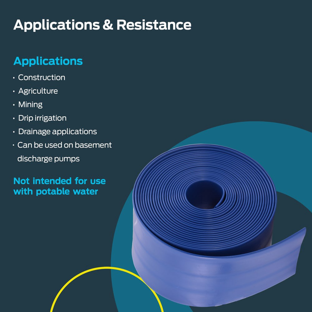 slide 5 of 6, EZ-FLO 1-1/2-in ID x 15-ft PVC Blue Flat discharge hose, 1 ct