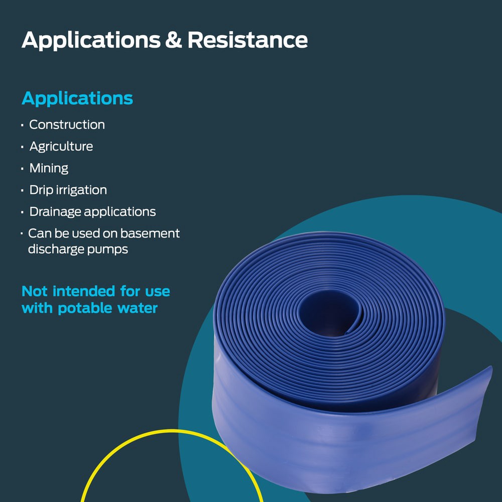 slide 5 of 6, EZ-FLO 2-in ID x 15-ft PVC Blue Flat discharge hose, 1 ct