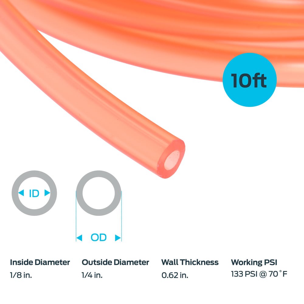 slide 6 of 6, EZ-FLO 1/8-in ID x 10-ft Polyurethane Red Fuel hose, 1 ct