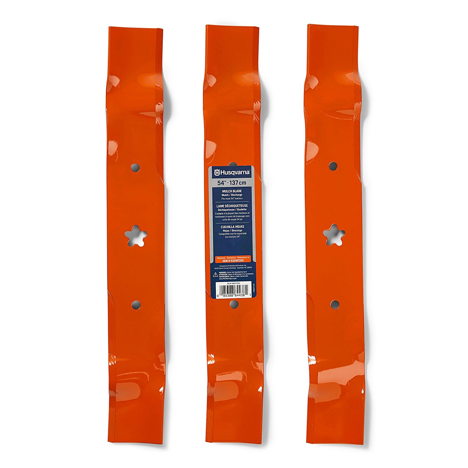 slide 1 of 4, Husqvarna 54-in Deck Mulching Mower Blade for Riding Lawn 3 -Pack 532-187255, 1 ct