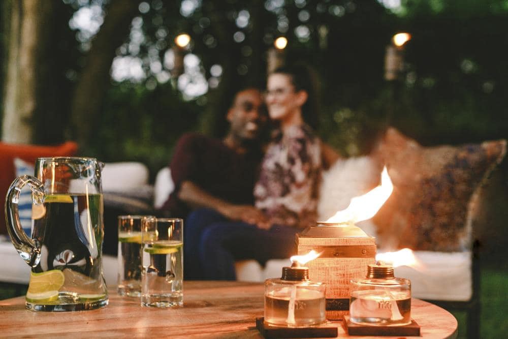 slide 2 of 4, TIKI Inches Mixed Material Votive Glass Citronella Tabletop torch, 1 ct