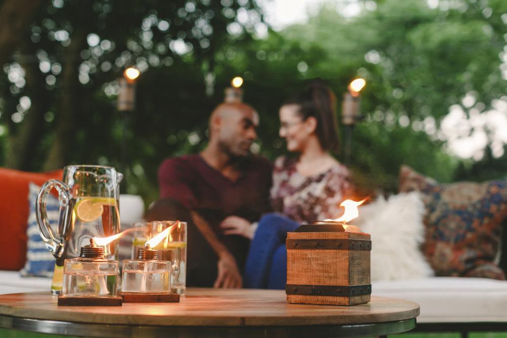 slide 3 of 4, TIKI Inches Mixed Material Votive Glass Citronella Tabletop torch, 1 ct