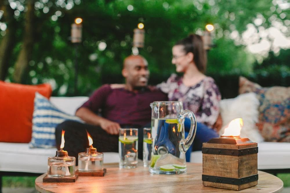 slide 4 of 4, TIKI Inches Mixed Material Votive Glass Citronella Tabletop torch, 1 ct