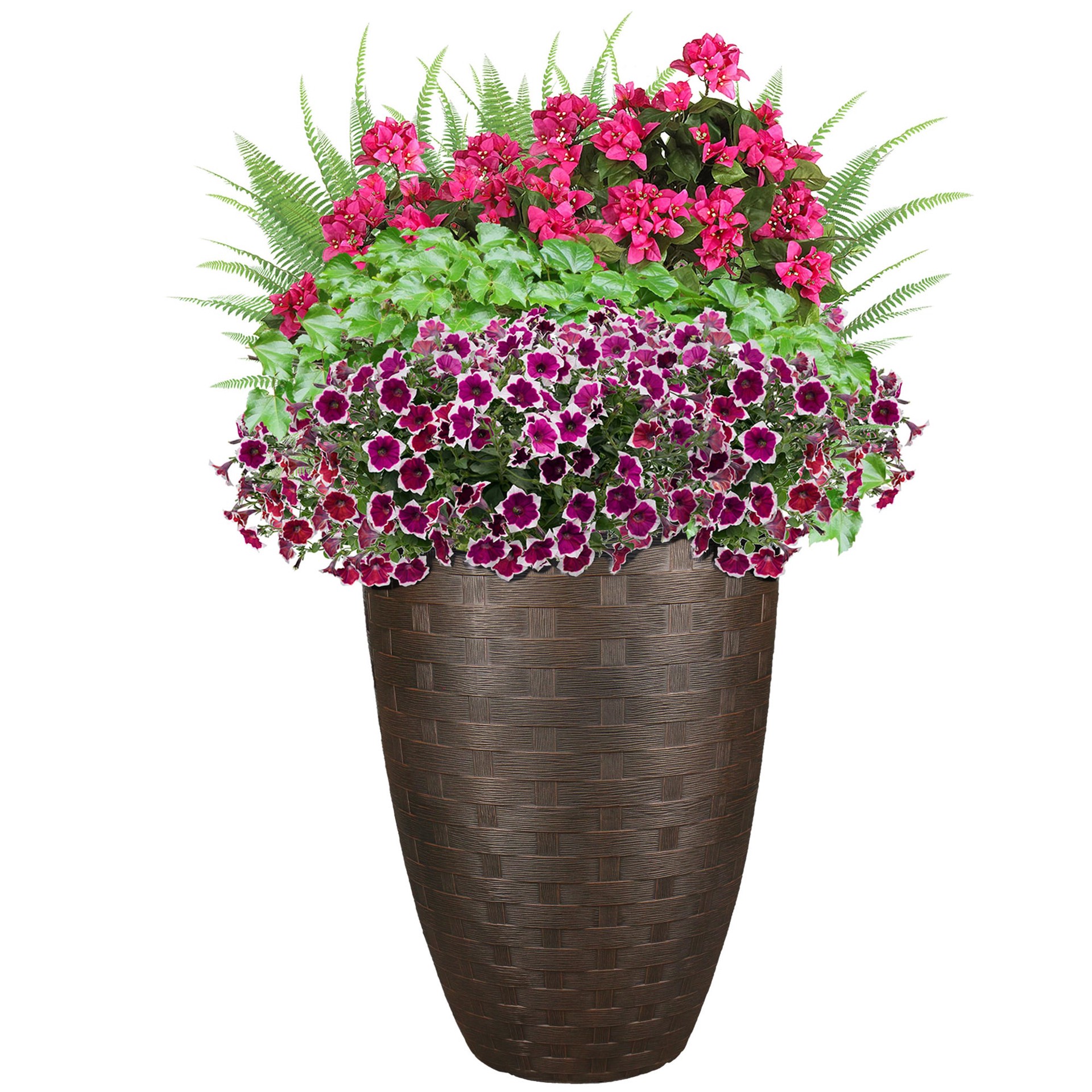 slide 5 of 6, allen + roth 15.36-in W x 15.36-in L Brown Resin Indoor/Outdoor Planter, 1 ct