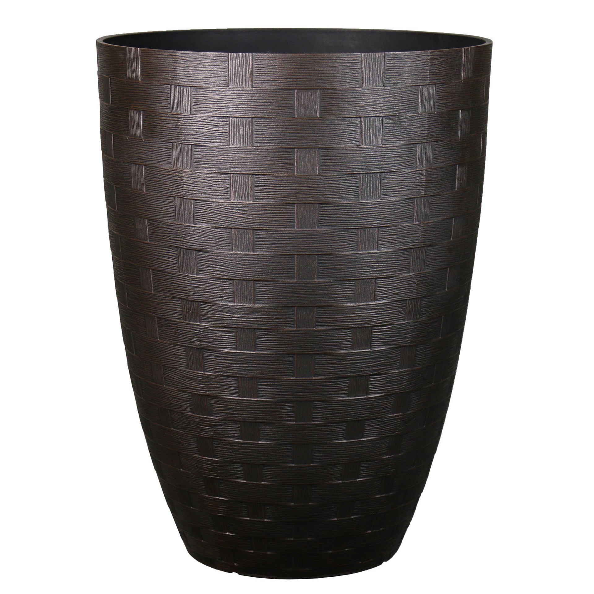 slide 1 of 6, allen + roth 15.36-in W x 15.36-in L Brown Resin Indoor/Outdoor Planter, 1 ct