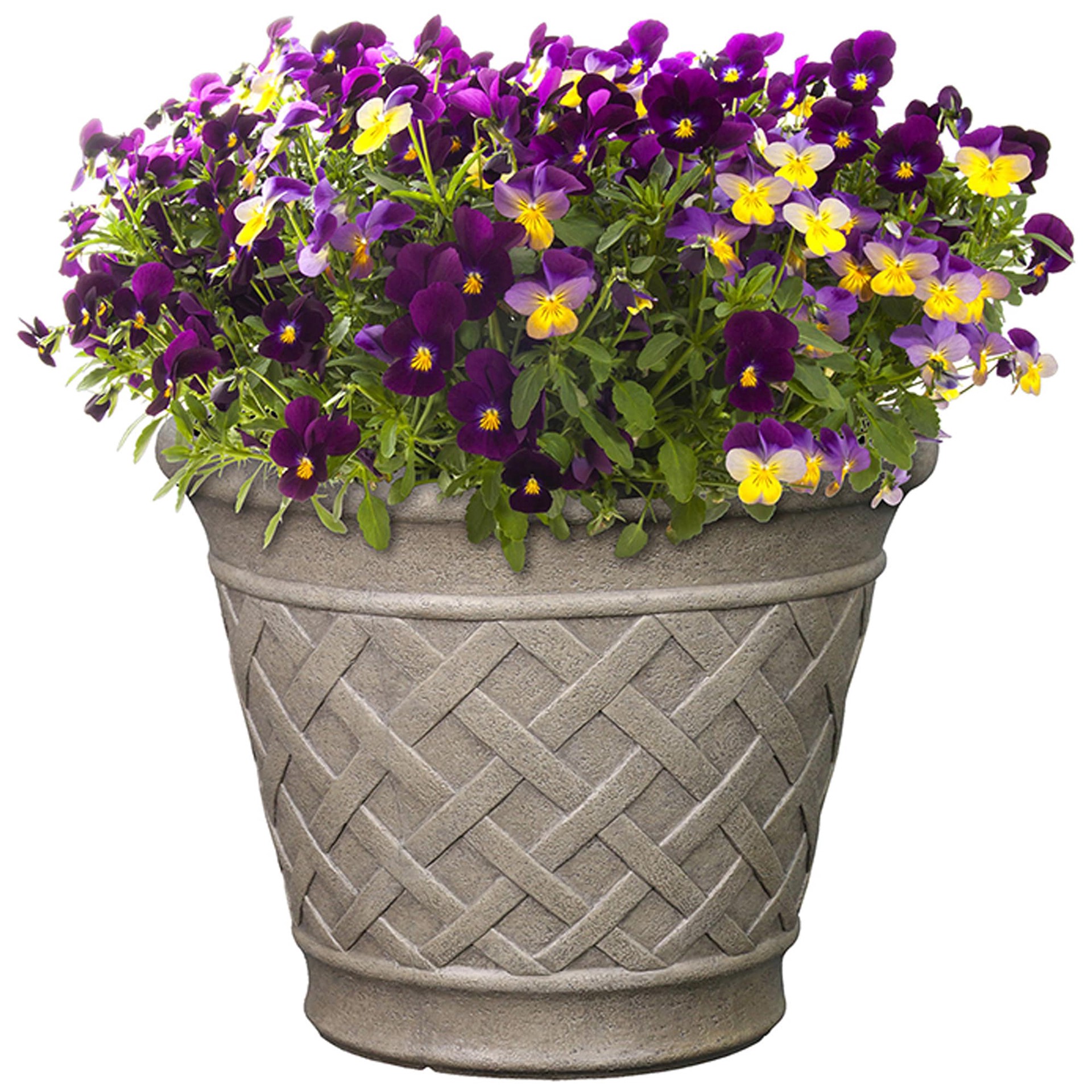 slide 6 of 6, Style Selections 18.63-in W x 15.98-in H x 18.63-in D Gray Resin Indoor/Outdoor Planter, 1 ct