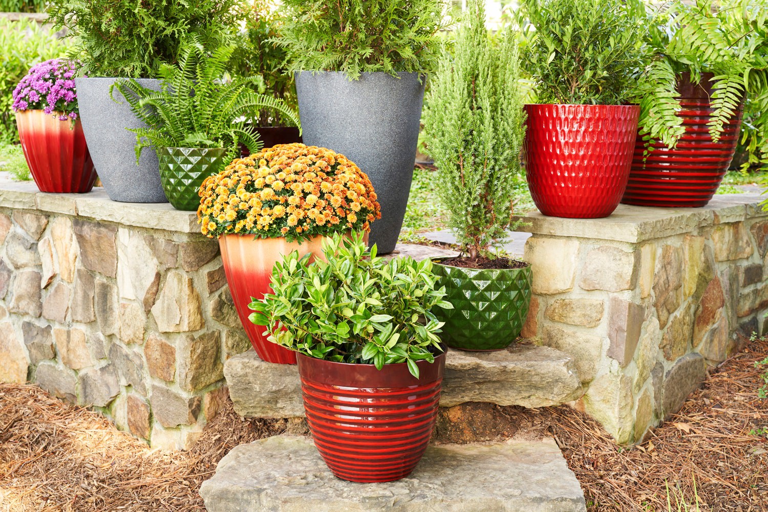 slide 2 of 6, allen + roth 16.37-in W x 16.37-in L Gray Resin Indoor/Outdoor Planter, 1 ct