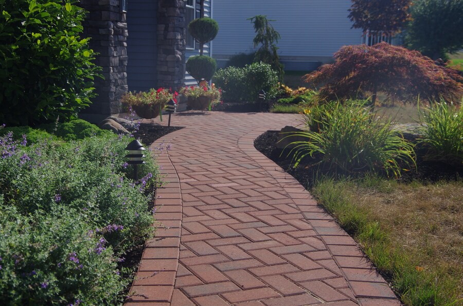 slide 6 of 6, 8-in L x 4-in W x 2-in H Rectangle Red/Charcoal Concrete Paver, 1 ct