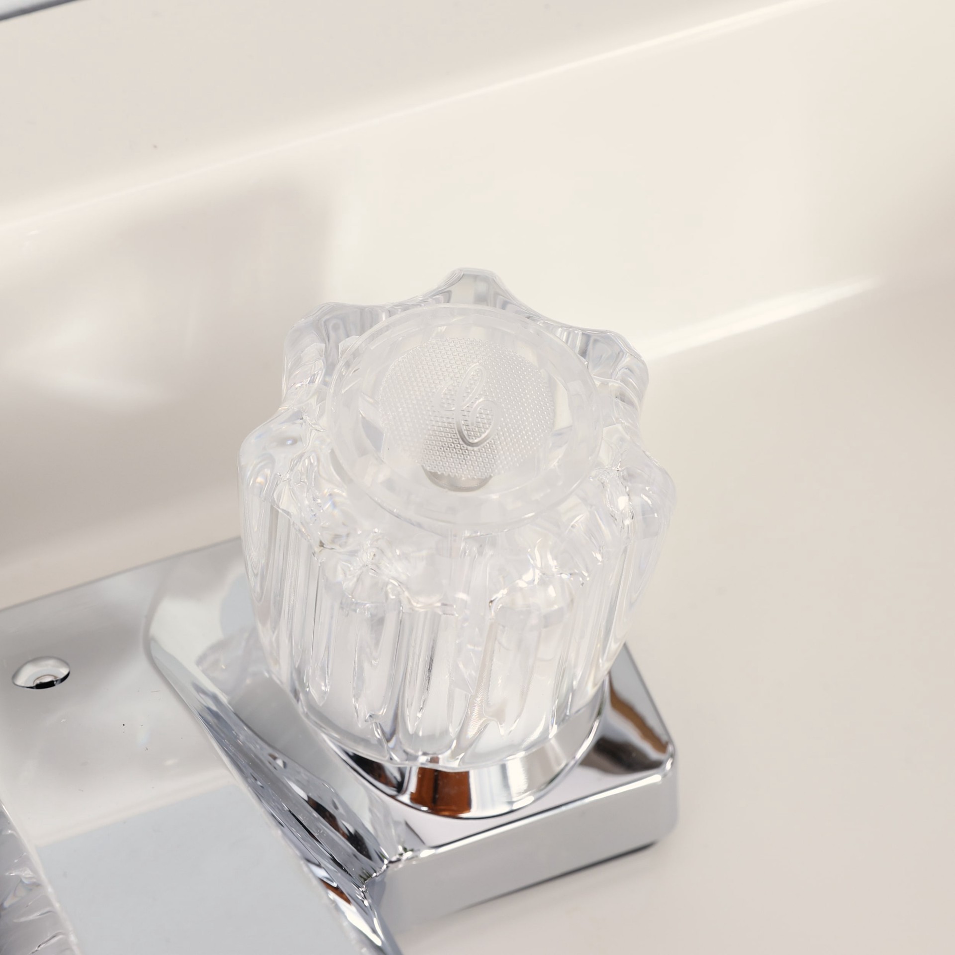 slide 2 of 6, Project Source Chrome 4-in centerset 2-handle WaterSense Low-arc Commercial/Residential Handle Bathroom Sink Faucet, 1 ct