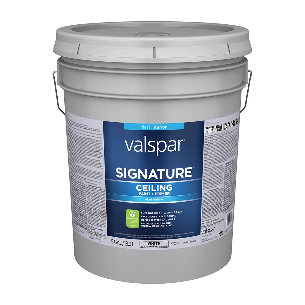 slide 1 of 6, Valspar Flat White Ceiling Paint Paint and Primer ( 5-gallon ), 1 ct