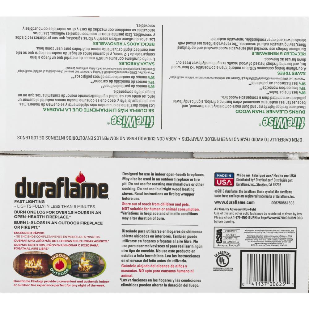 slide 6 of 6, Duraflame Indoor/Outdoor 2.5-lb Wax Fire log 6 -Pack, 1 ct
