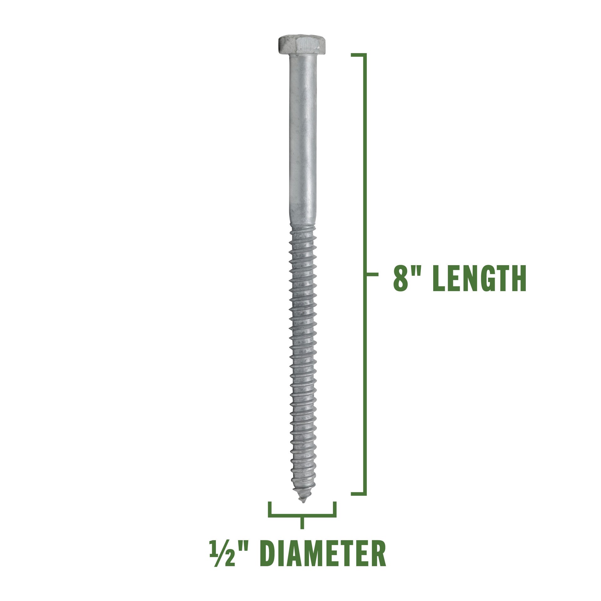 slide 3 of 6, Hillman 1/2-in x 8-in Hot-Dipped Galvanized Hot-Dipped Galvanized Hex -Head Exterior Lag screws, 1 ct