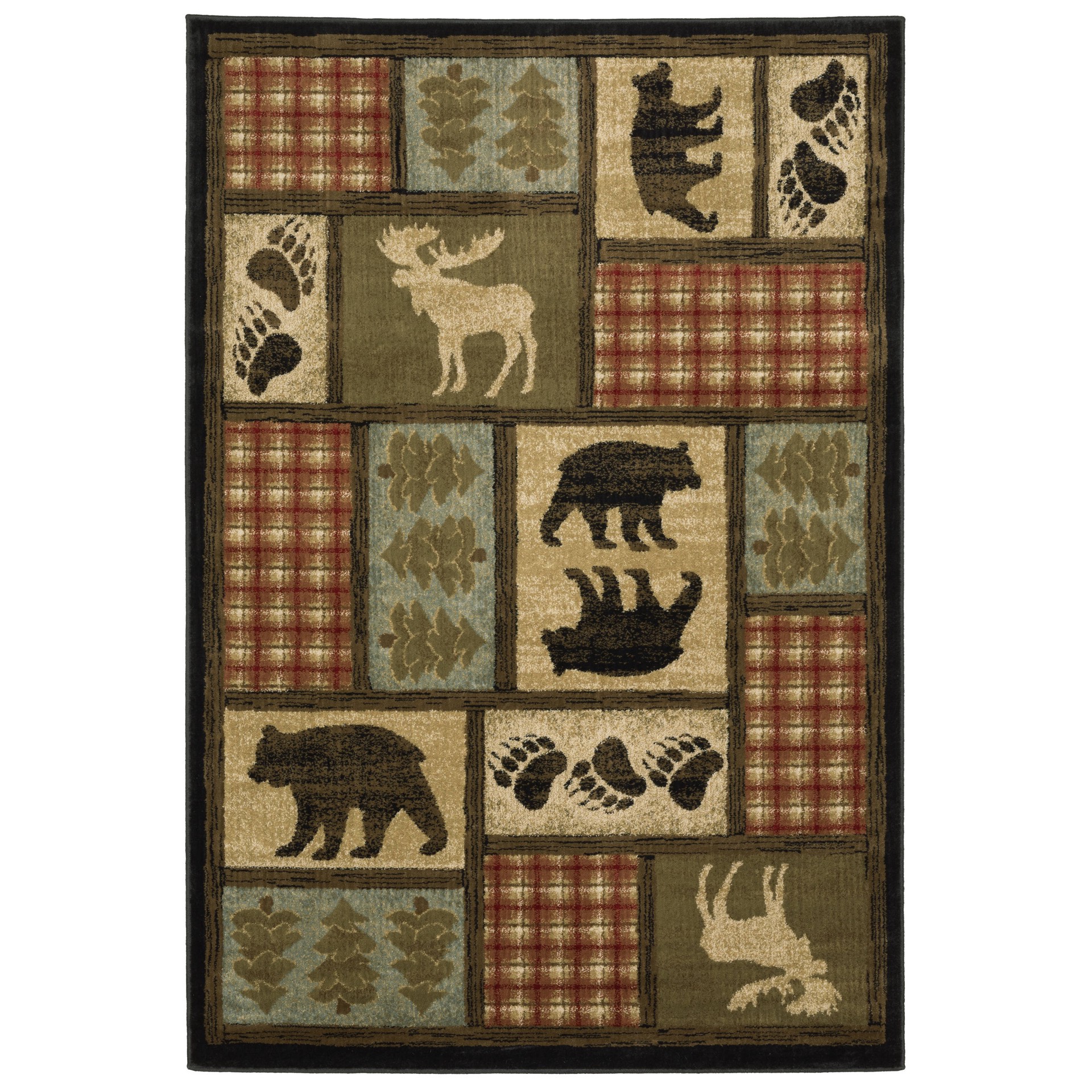 slide 4 of 6, allen + roth Woodland 5 x 8 (ft) Loomed Brown Rectangular Indoor Geometric Lodge Pet Friendly Area rug, 1 ct