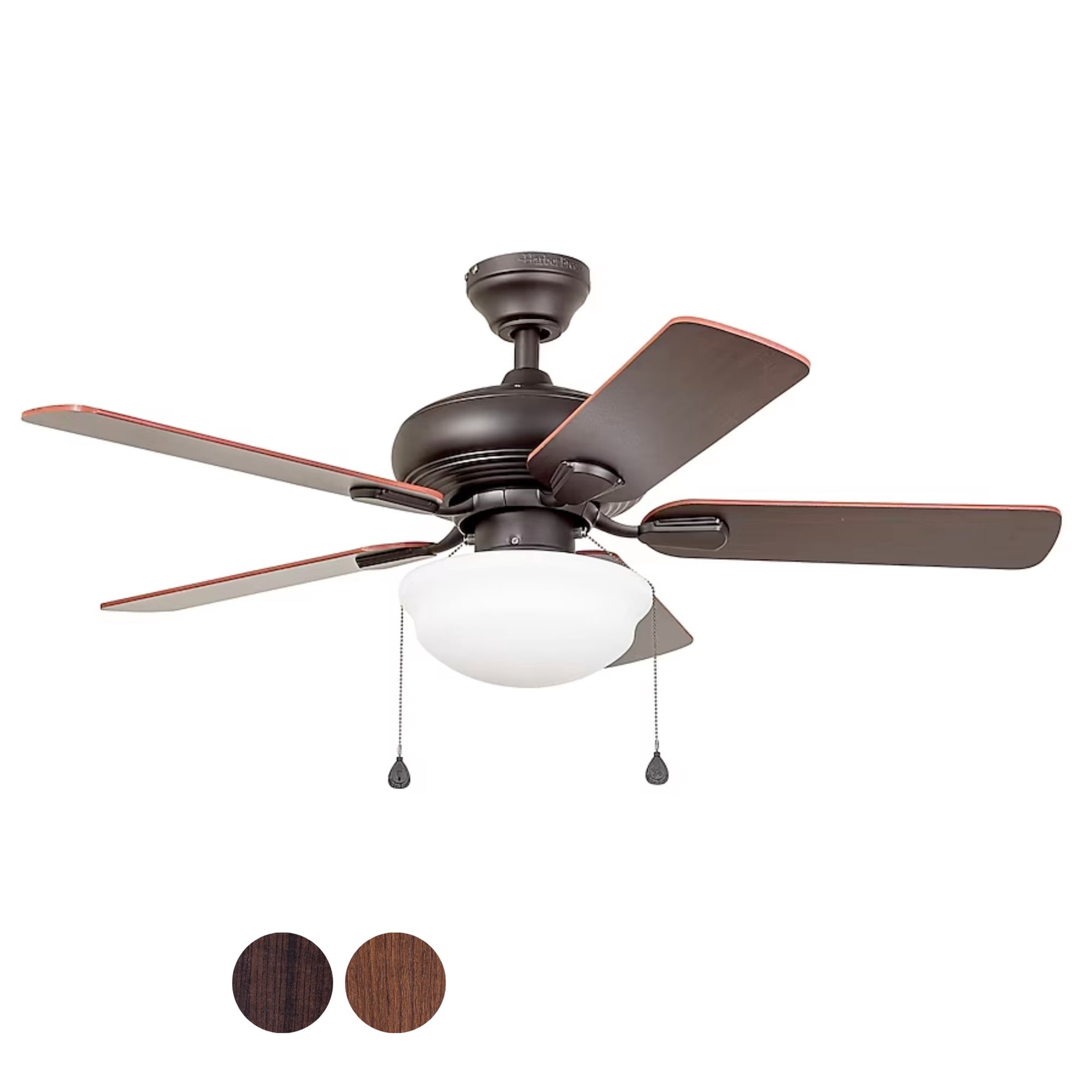 slide 3 of 6, Harbor Breeze Caratuk River 42-in Bronze with Coca/Nutmeg Blades Ceiling Fan With Light 5 -Blade, 1 ct