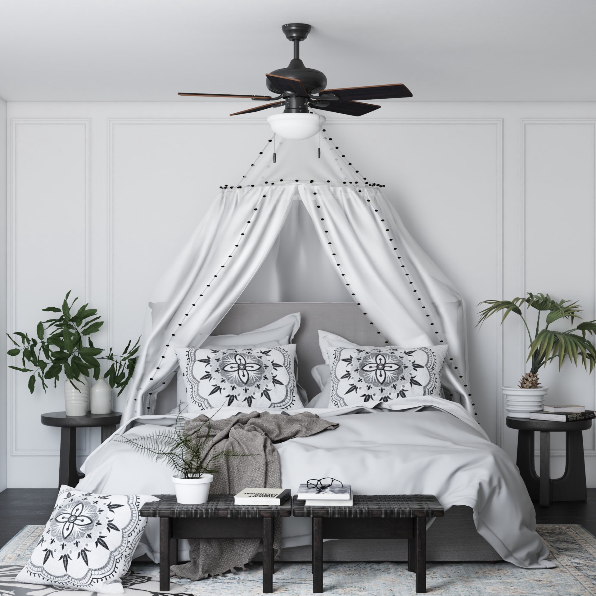 slide 4 of 6, Harbor Breeze Caratuk River 42-in Bronze with Coca/Nutmeg Blades Ceiling Fan With Light 5 -Blade, 1 ct