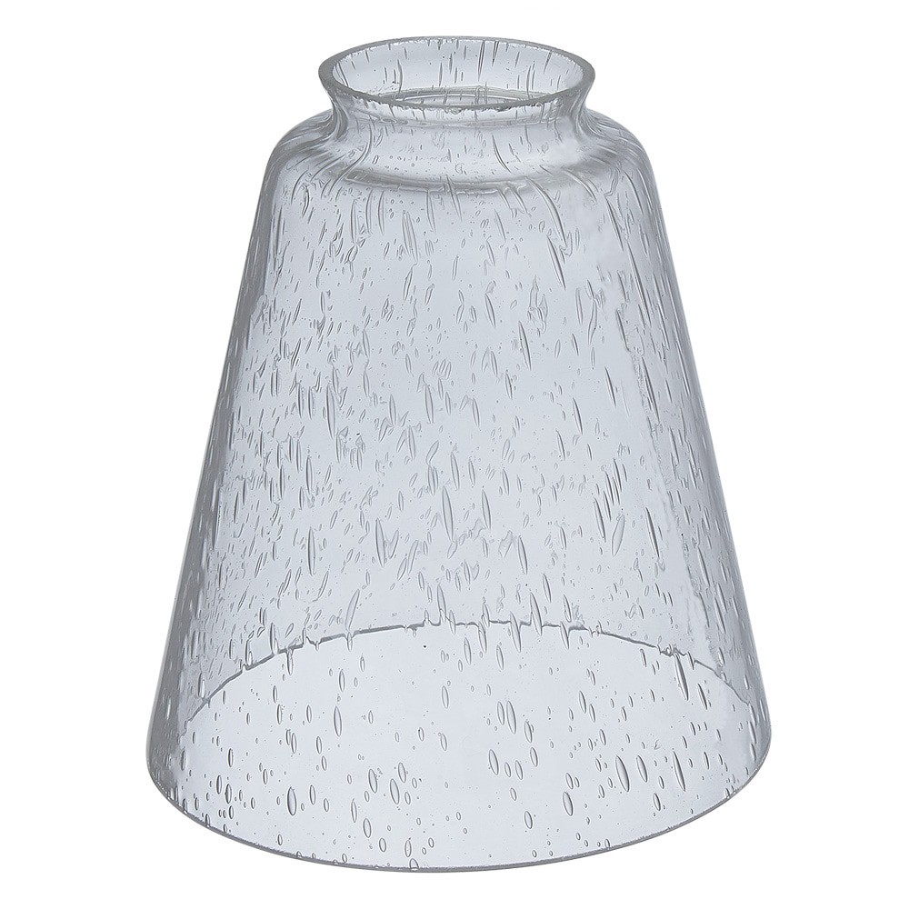 slide 4 of 6, Style Selections 5.39-in x 4.88-in Cone Clear seeded glass Seeded glass Vanity light shade with 2-1/4-in Fitter (Lip Fitter), 1 ct
