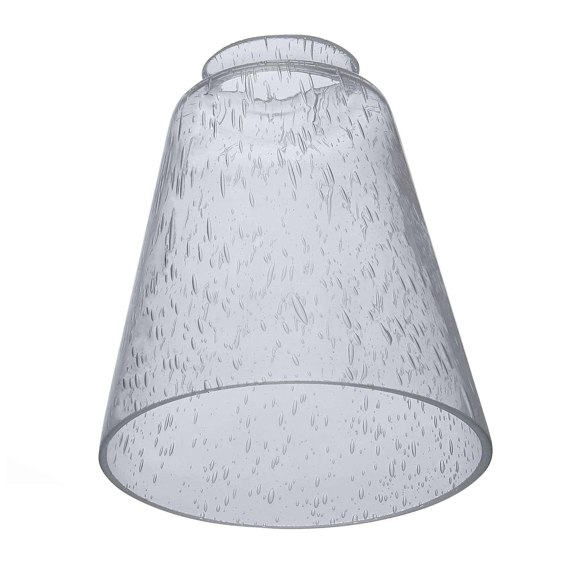 slide 5 of 6, Style Selections 5.39-in x 4.88-in Cone Clear seeded glass Seeded glass Vanity light shade with 2-1/4-in Fitter (Lip Fitter), 1 ct