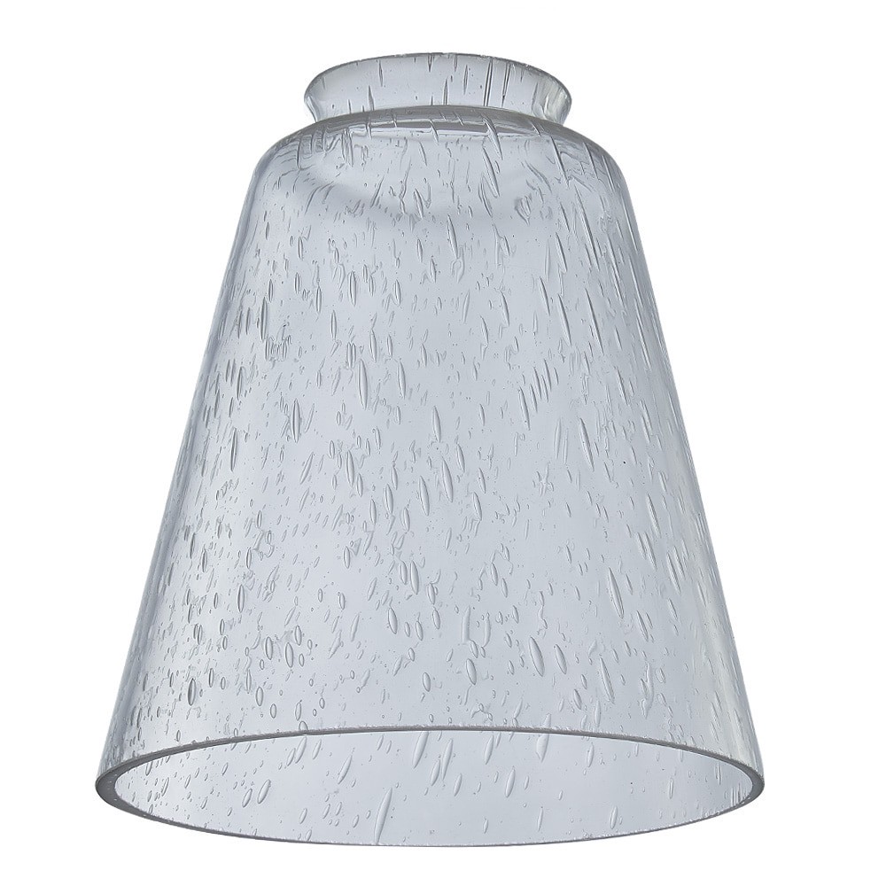 slide 1 of 6, Style Selections 5.39-in x 4.88-in Cone Clear seeded glass Seeded glass Vanity light shade with 2-1/4-in Fitter (Lip Fitter), 1 ct