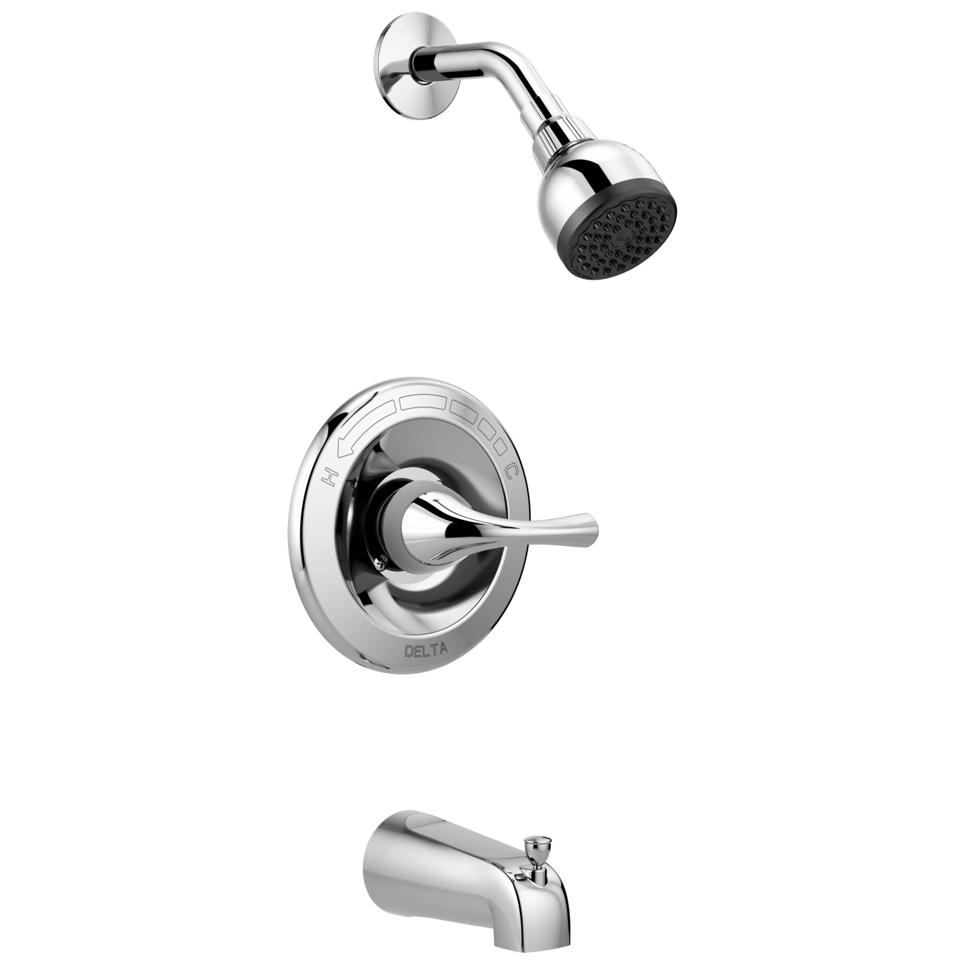 slide 1 of 6, Delta Foundations Chrome 1-handle 2.0-in Round Bathtub and shower Faucet with Valve (Single Function), 1 ct