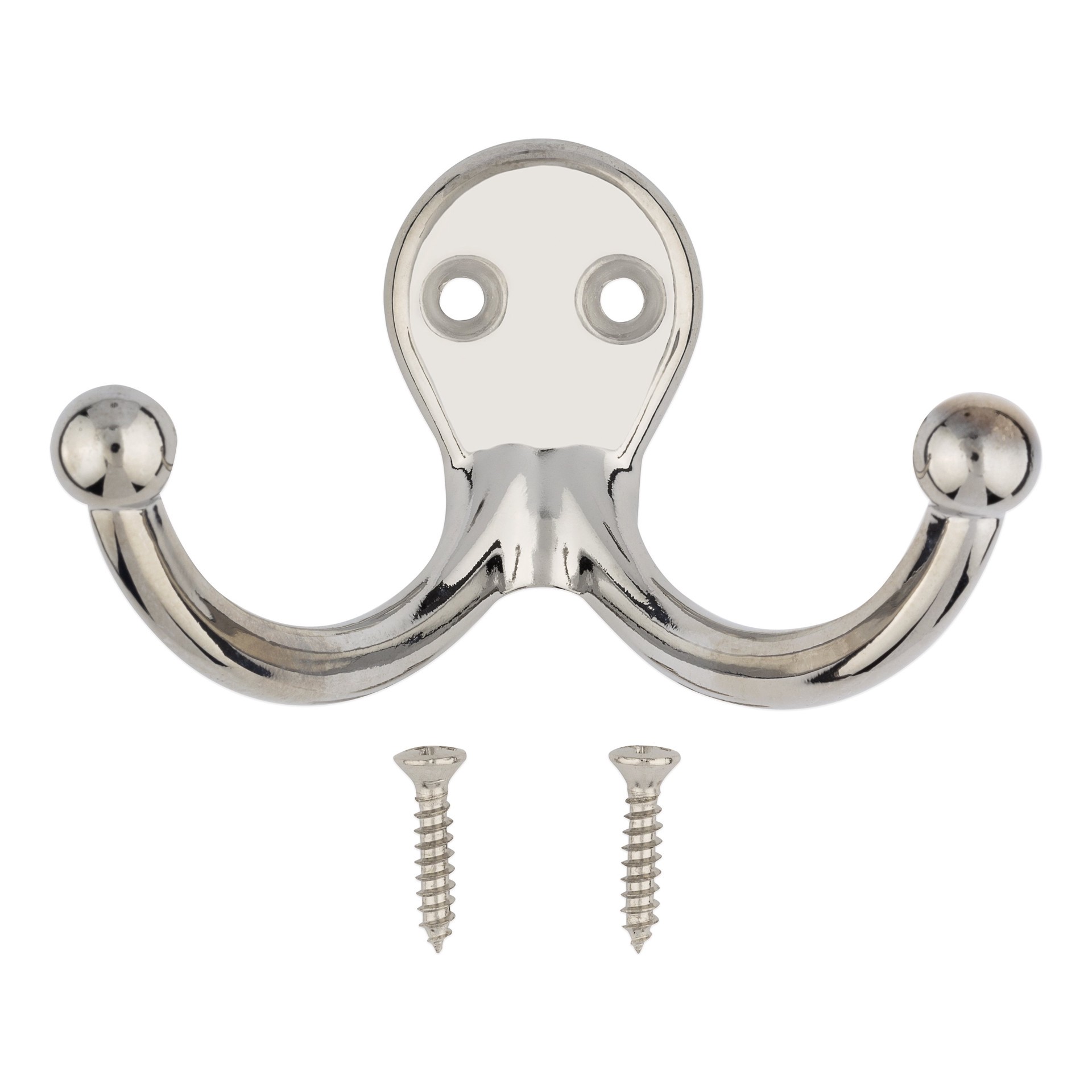 slide 3 of 6, RELIABILT 2 -Pack 2 -Hook 1.0-in x 1.25-in H Chrome Decorative Wall Hook ( 35.0-lb Capacity), 1 ct