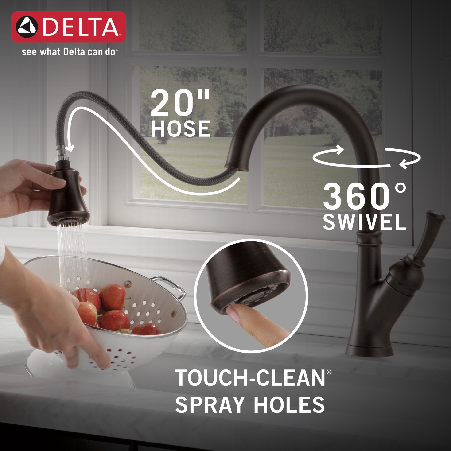 slide 6 of 6, Delta Savile Venetian Bronze Single Handle Deck-mount Pull-down Kitchen Faucet with Sprayer (Includes Deck Plate) (Includes Soap Dispenser), 1 ct
