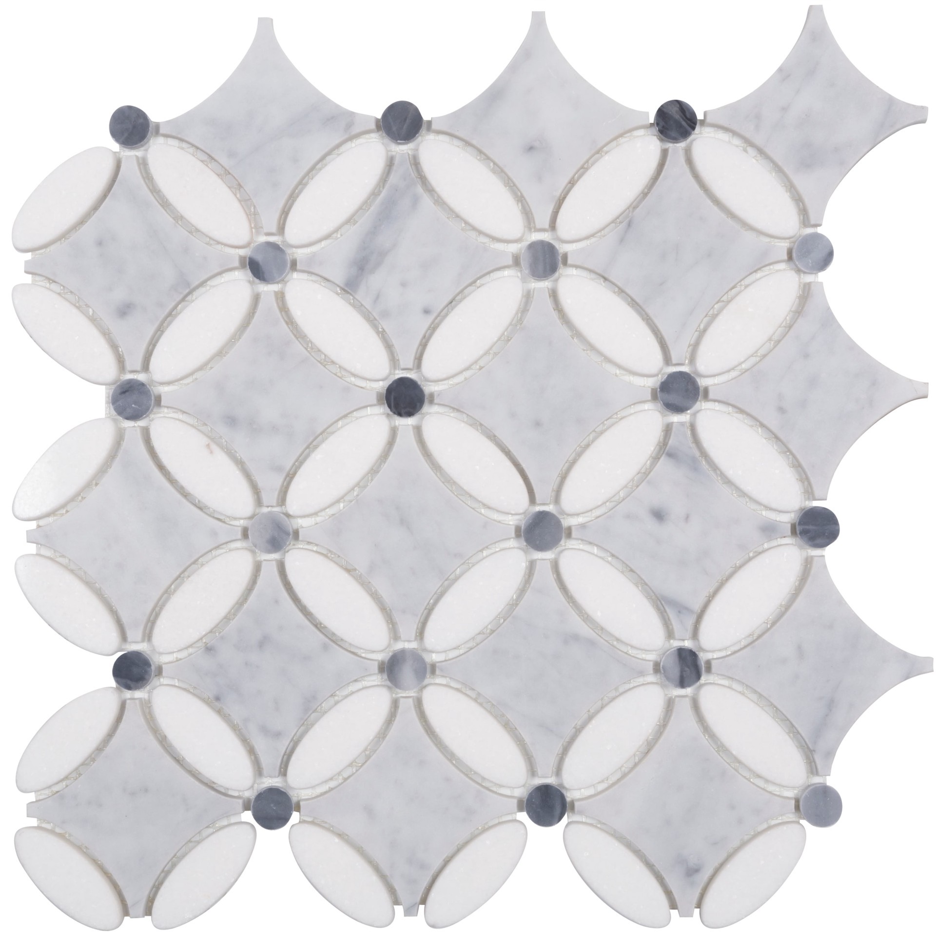 slide 3 of 6, Satori Flower 12-in x 12-in Polished Natural Marble Mosaic Floor and Wall Tile ( 0.94-sq ft Piece ), 1 ct