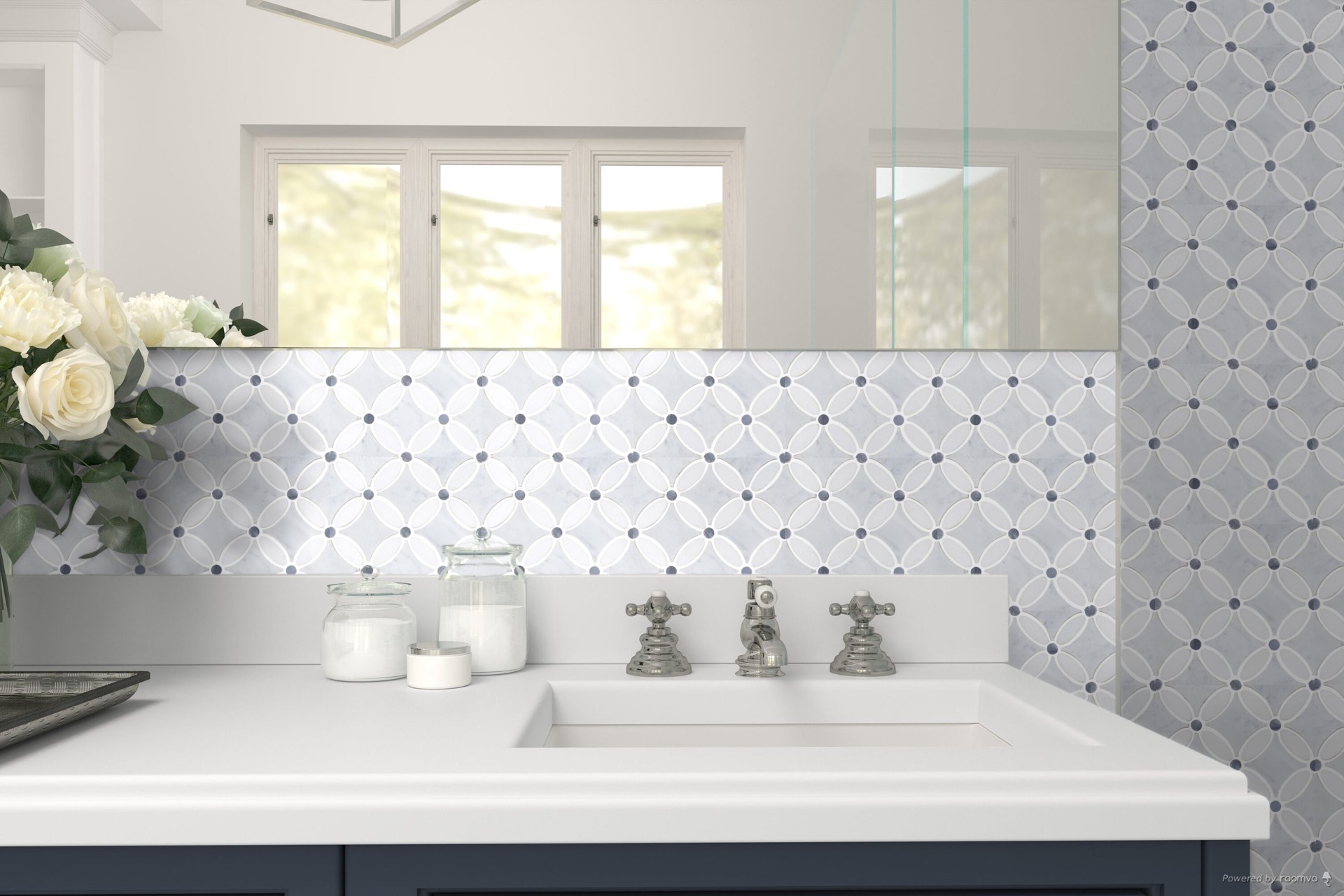 slide 6 of 6, Satori Flower 12-in x 12-in Polished Natural Marble Mosaic Floor and Wall Tile ( 0.94-sq ft Piece ), 1 ct