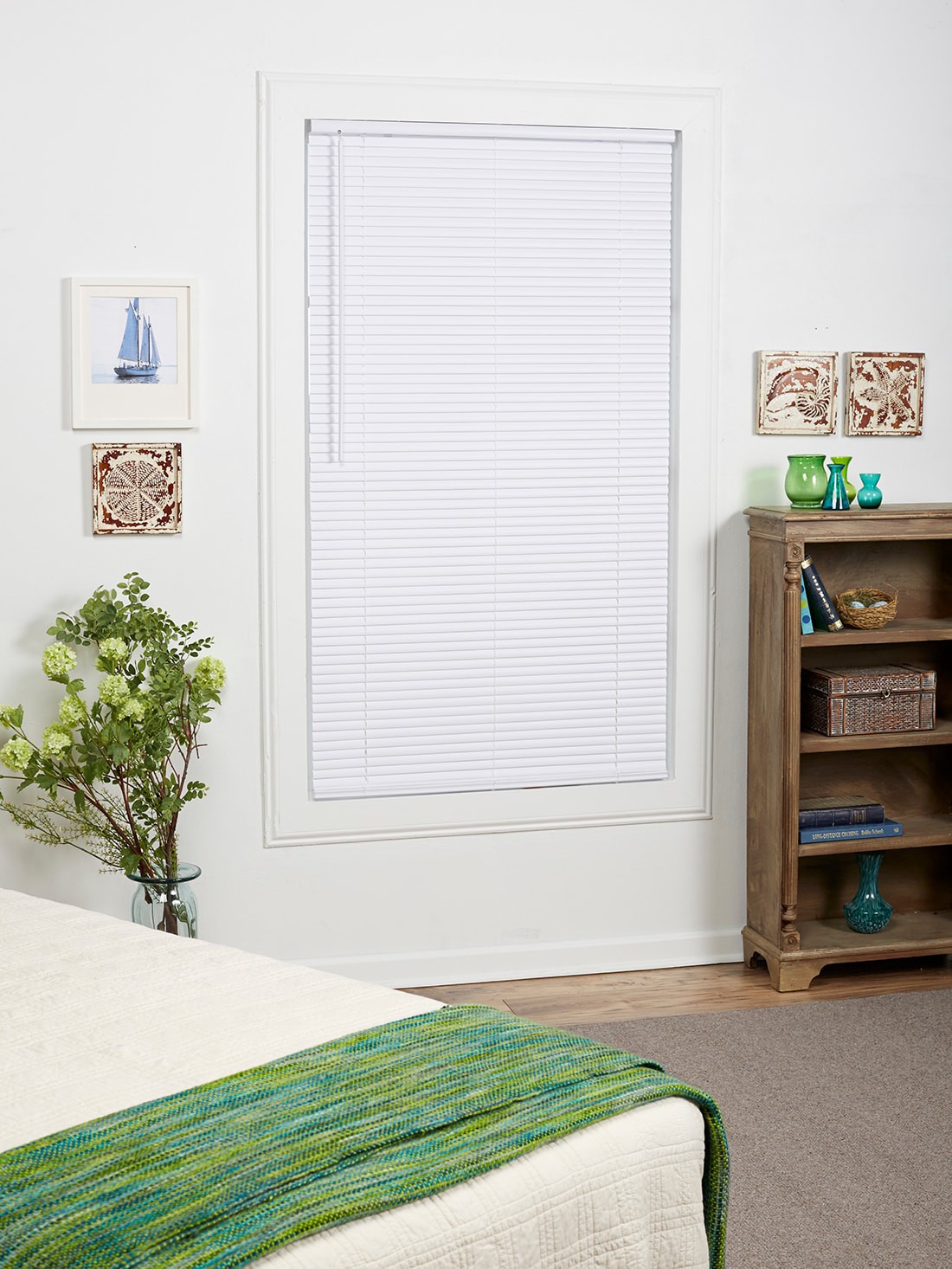 slide 3 of 6, Project Source Room Darkening 1-in Slat Width 23-in x 42-in Cordless White Vinyl Room Darkening Mini-blinds, 1 ct