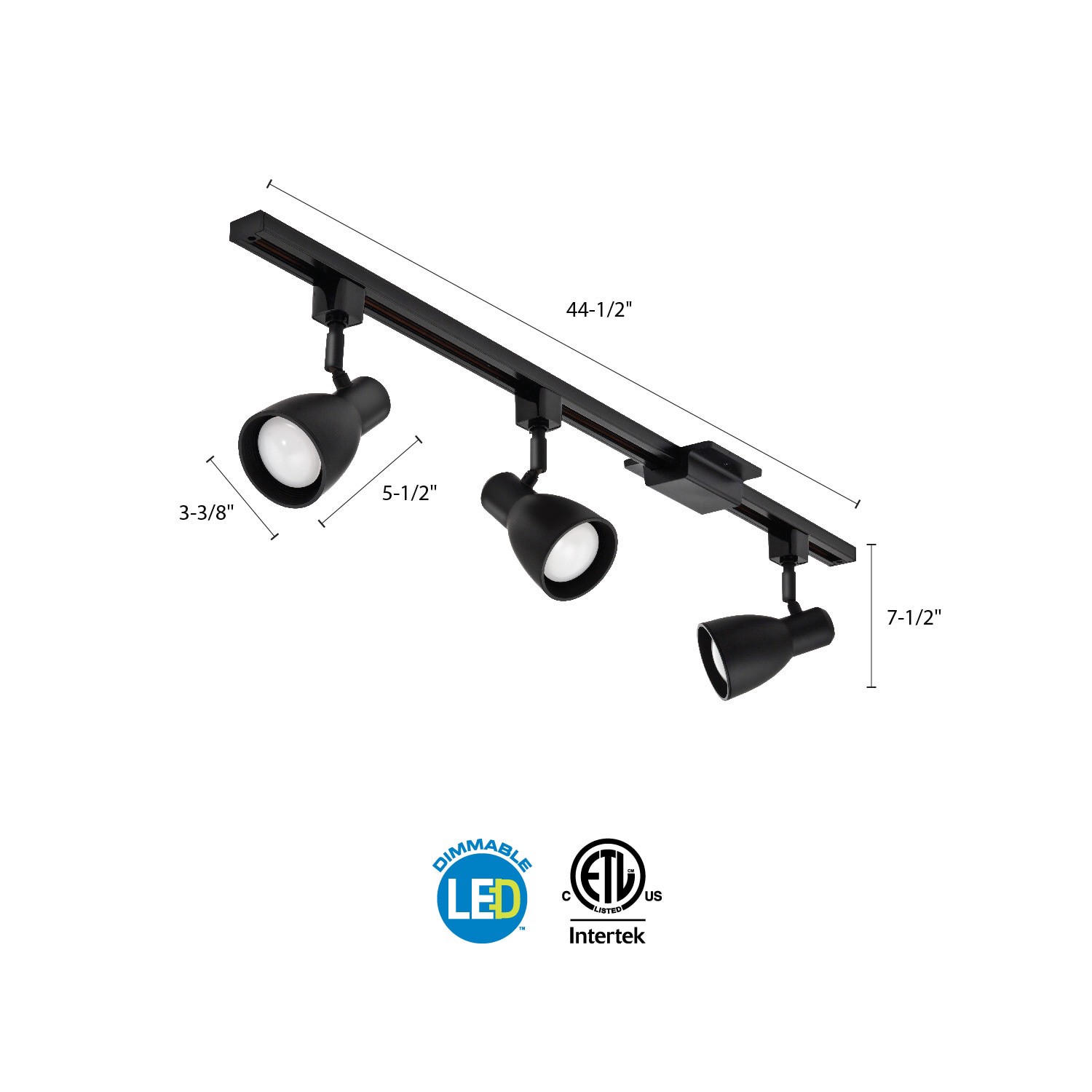 slide 3 of 4, Lithonia Lighting LTKNSTBF Series Track Kit 44.0-in 3 -Light Black Integrated Traditional Linear Track Lighting Kit with Step Pivoting Heads, 1 ct