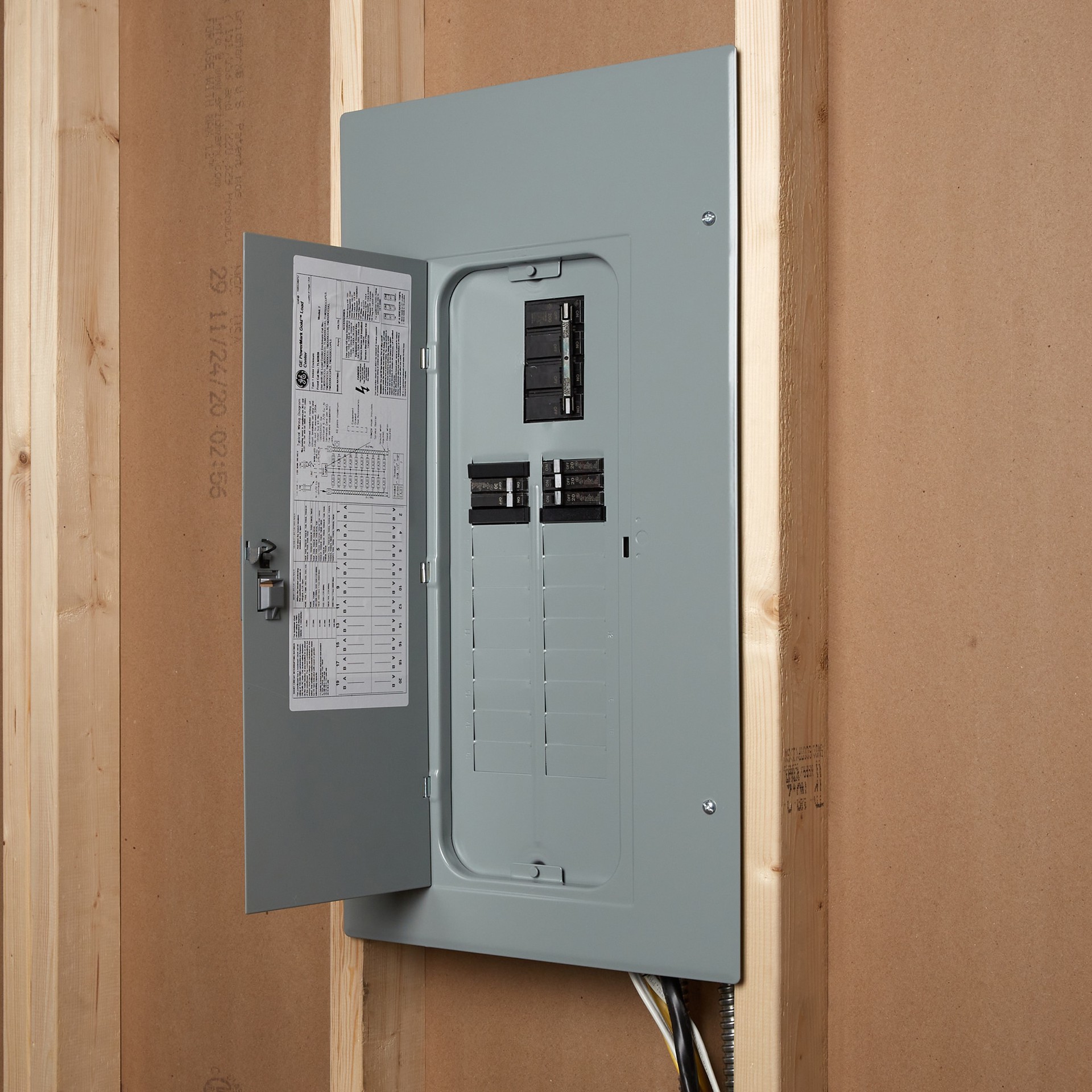 slide 3 of 6, GE PowerMark Gold 200 -Amp 20 -Spaces 40 -Circuit Indoor Main Breaker Load Center (Value Pack), 1 ct